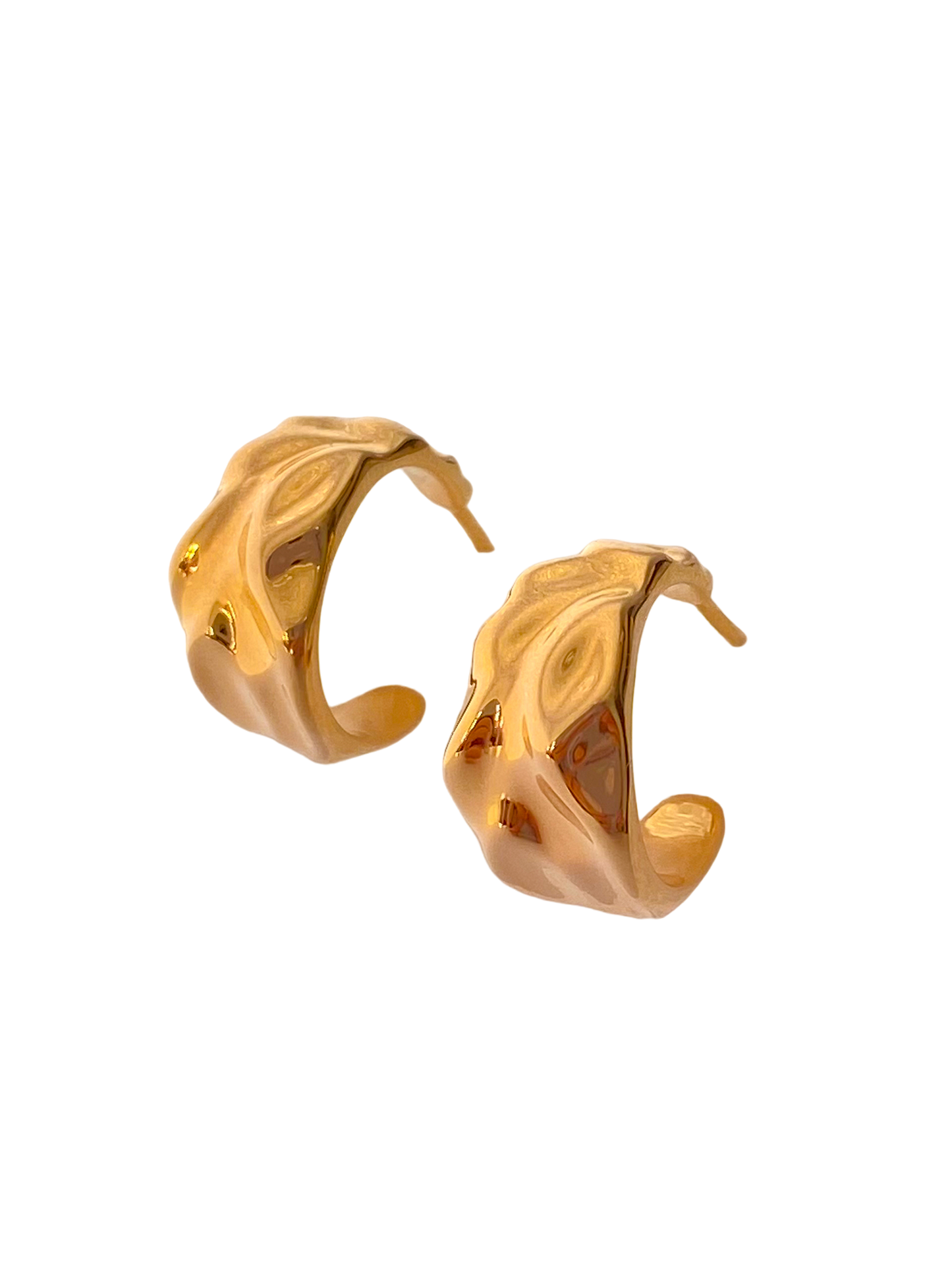 JAMT.B Gold Molten Hoop Earrings