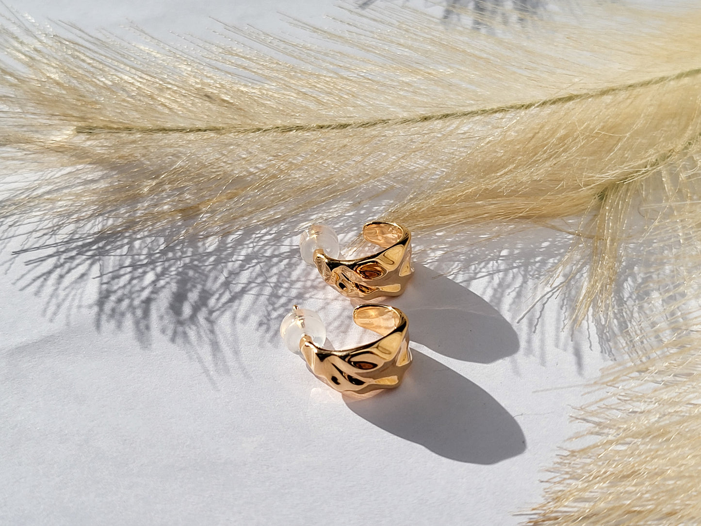 Gold Molten Hoop Earrings