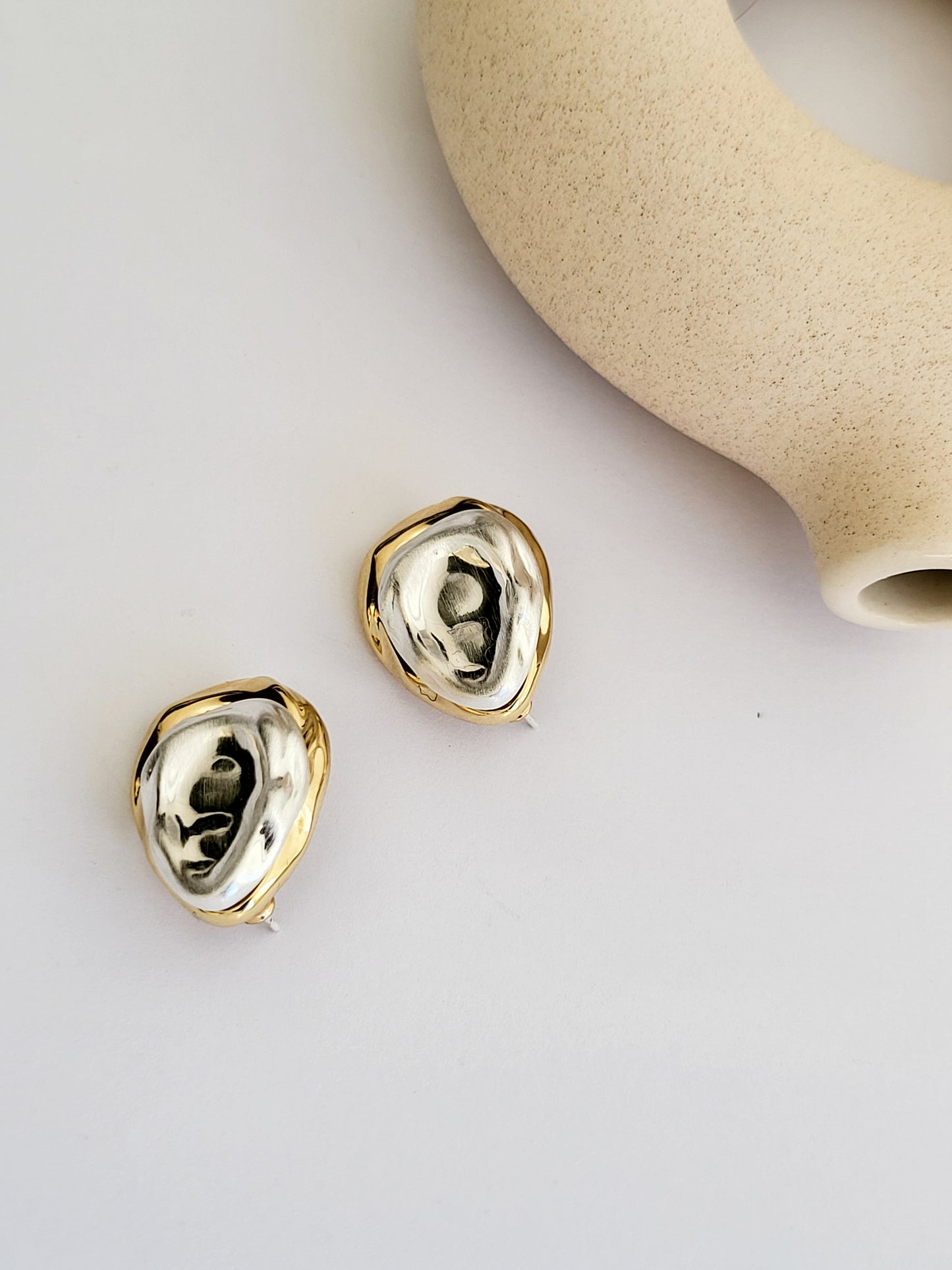 JAMT.B Brushed textured Sterling Silver Molten Drop Earrings