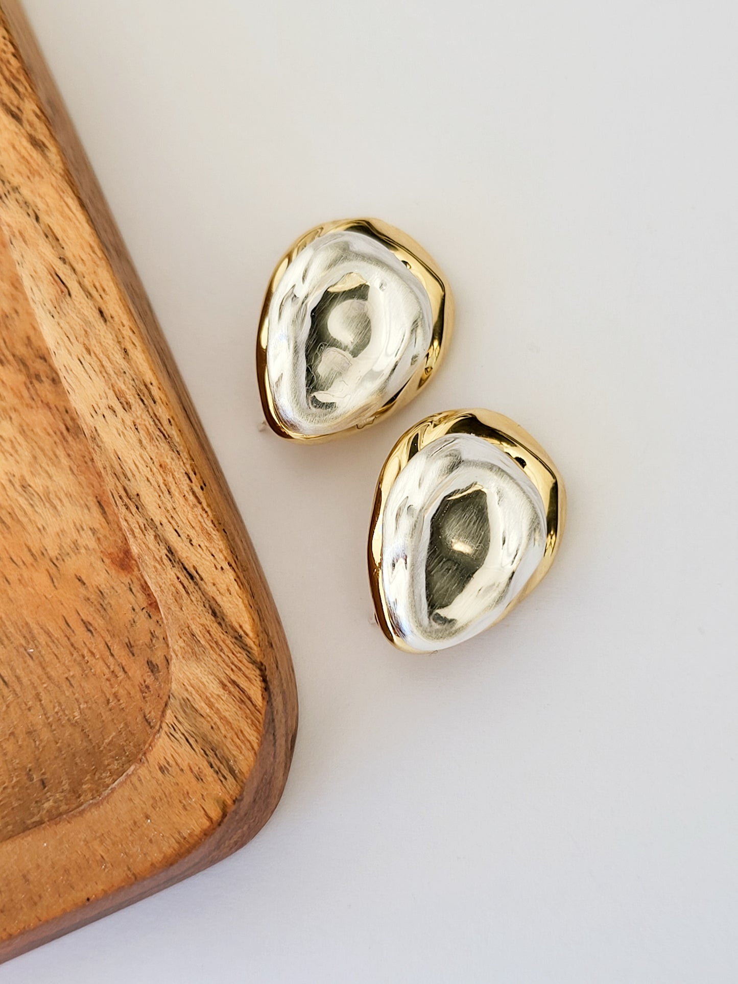 JAMT.B Brushed textured Sterling Silver Molten Drop Earrings