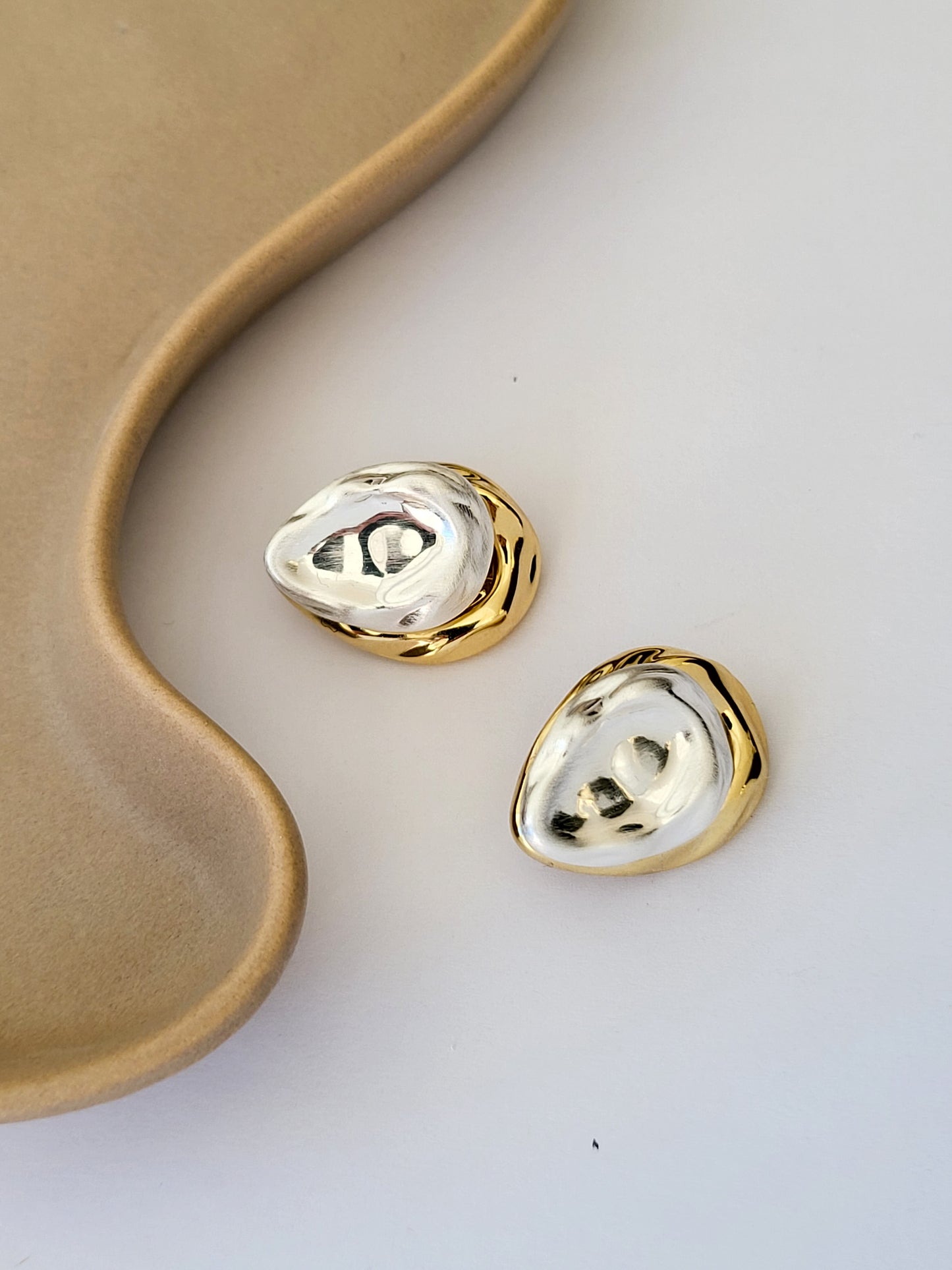 JAMT.B Brushed textured Sterling Silver Molten Drop Earrings