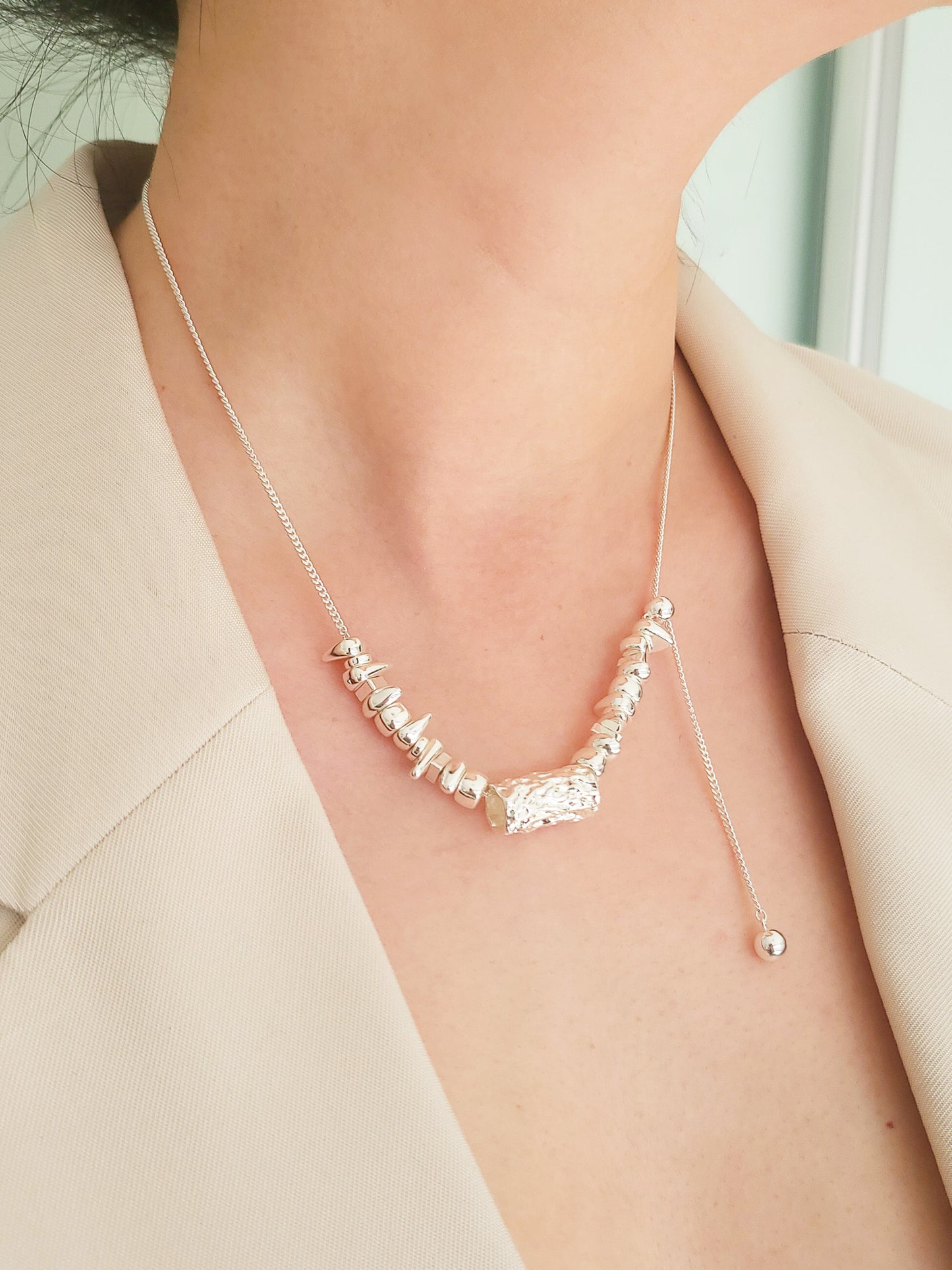 Silver Beaded Necklace