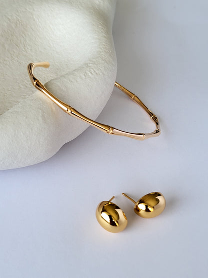 18k gold plated bean earrings