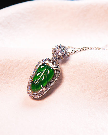 Enchanting Natural Jade Leaf Pendant Necklace