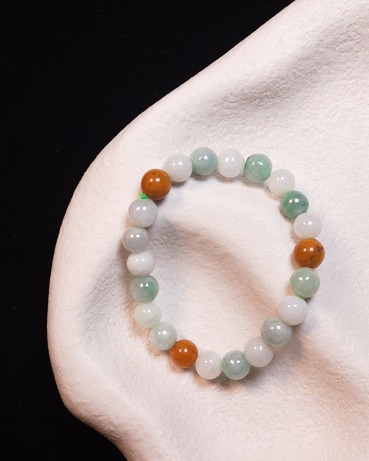 Tri Colour Jadeite Jade Bead Bracelet
