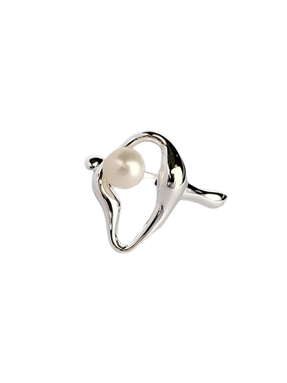 JAMT.B 925 Sterling Silver Miro Ring with Freshwater Pearl